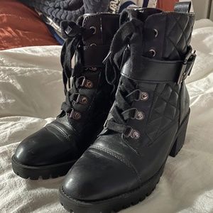 Black Combat Boots - Size 6